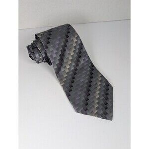 Vintage VAN HEUSEN Geometric Silk Necktie - Gray and Purple